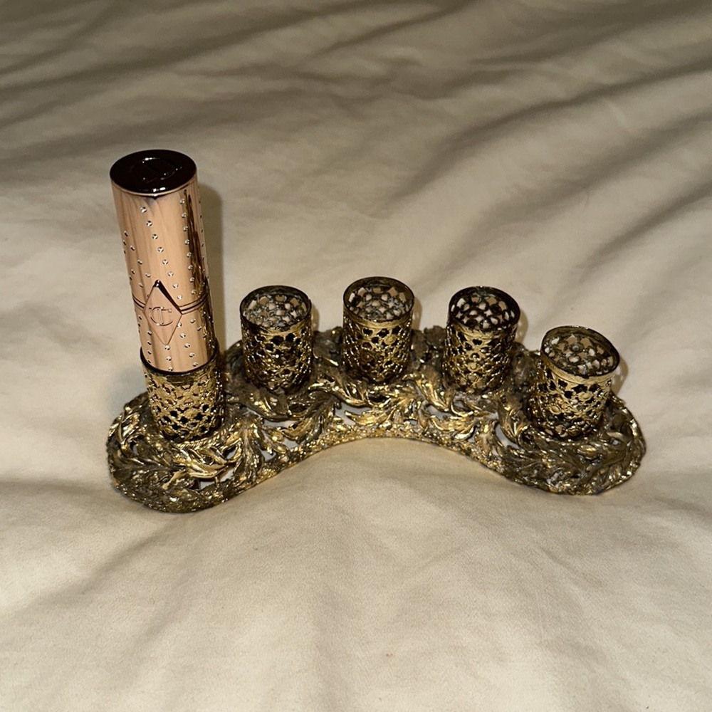 Vintage brass lipstick holder